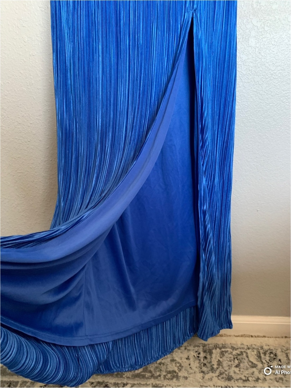 Lulus Small Poised Performance Blue Plisse One-Shoulder Maxi Dress NWT Formal - Picture 6 of 17